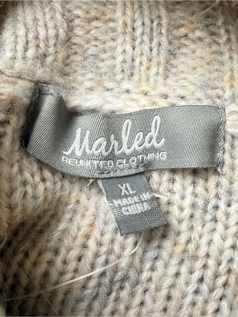 Marled Reunited Clothing XL Turtleneck Sweater Beige Knit Cozy Oversized Pullove - Picture 7 of 15